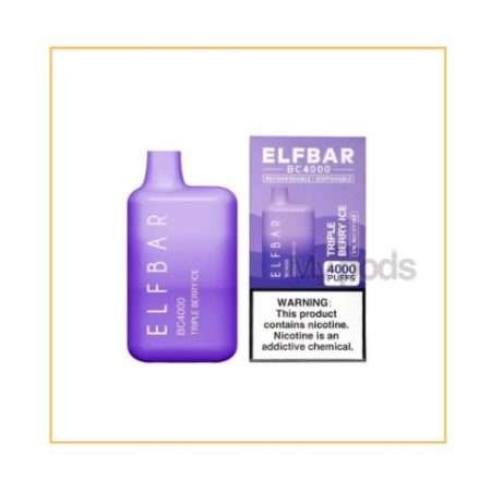 Elf Bar 4000 Puffs Triple Berry Ice, Descartável, Original